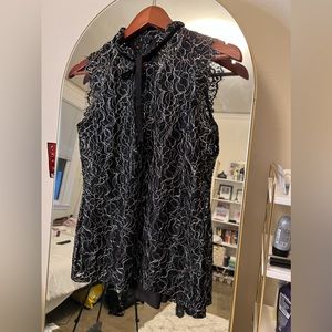 White House Black Marker Tie Neck Blouse XXS